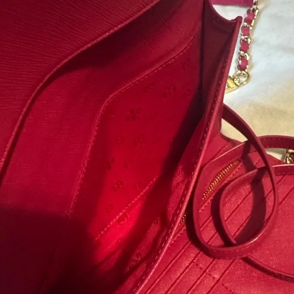 Tory Burch Pink (Fuchsia) Top-Handle Satchel/Crossbody bag with Gold Logo - Picture 4 of 12